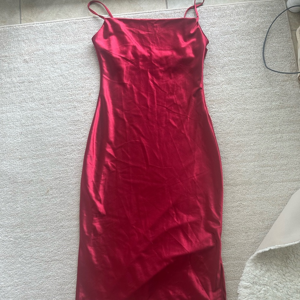 Elegant Red Satin Slip Dress